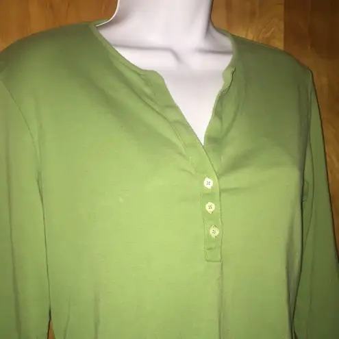 Kiwi Green Jones Sport 3/4 Sleeve Henley Shirt Size Medium