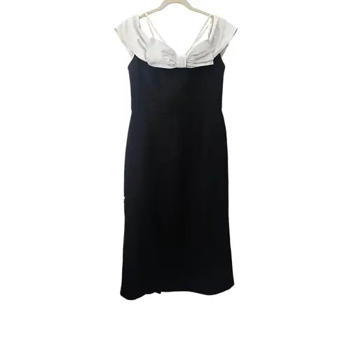 Rebecca Vallance Hepburn Bow Midi Dress Black US 8