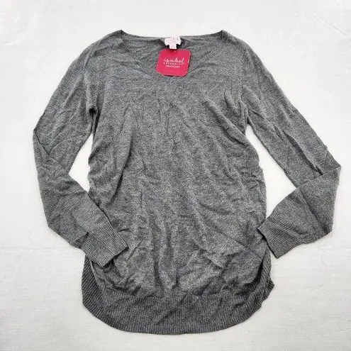 Isabel Maternity Size XS Gray Long Sleeve Shirred Side Knit Top