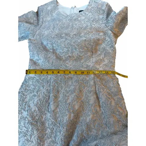 Betsy and Adam Ice Blue and Silver Jacquard Midi Dress - Size 14W