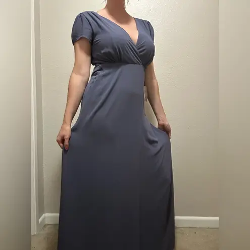 Lulus NWT Bridesmaid Maxi Dress in Slate Blue – Flutter Sleeve, Size Small