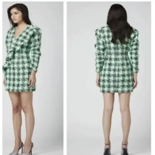 Atoir “Leave Me Be” Aspen Green Dress | Plaid Tweed Mini Dress, Size XS/6