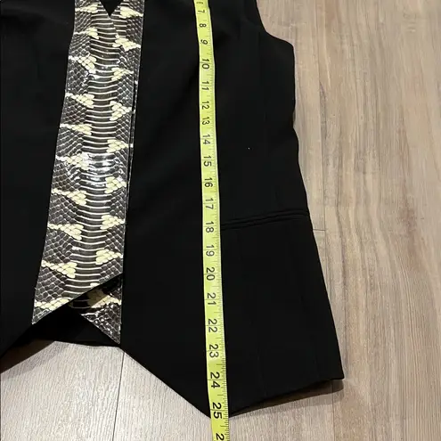 Akris Fernando Snakeskin Leather Wool Blend Long Sleeve Black Blazer And Vest