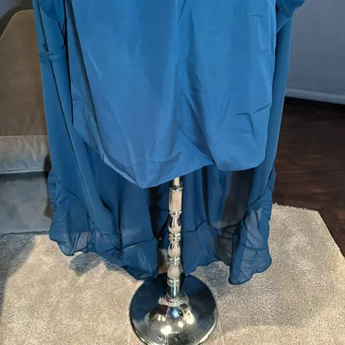 Women’s Bohemian Chiffon Ruffle Formal Party Dress Corset Back Size 18 NWOT Blue