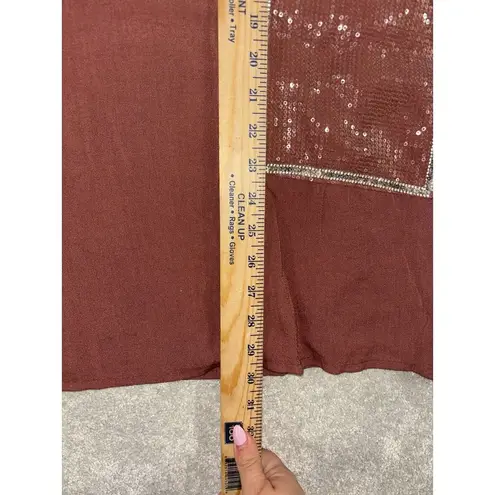 diverse made in italy tunic top sequin pockets brown XL