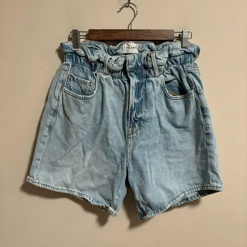 frame denim FRAME Elastic Waist Shorts in Natoma Clean Paperbag Denim- Size Small