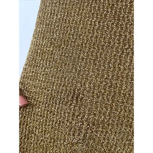 Vintage 60s La Dear Japan Metallic Gold Knit Womens Top Sz M Disco Retro Shimmer Size M