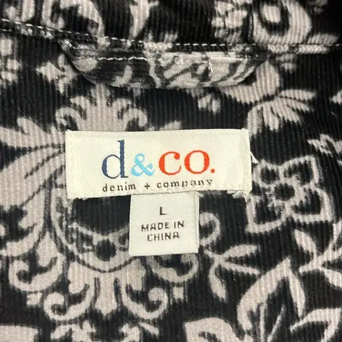 Denim & Co | d & co stretch corduroy jacket damask print L Black Size L