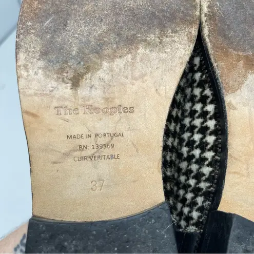 The Kooples houndstooth pony hair black leather loafers sz 37 6