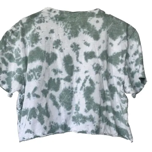 MOTHER Denim M The Slouch Cutoff Tie Dye Green Tee Shirt raw hem Size M