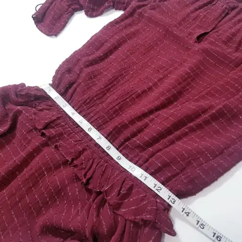 HOSS Intropia Metallic Tiered Ruffle Long Sleeves Mini Dress Holiday Christmas Red Size M