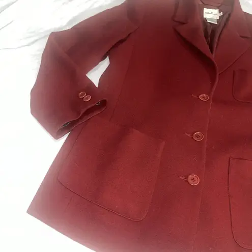 Façonnable Women’s Faconnable 100% Wool Maroon Coat Sz M Medium W Flaws