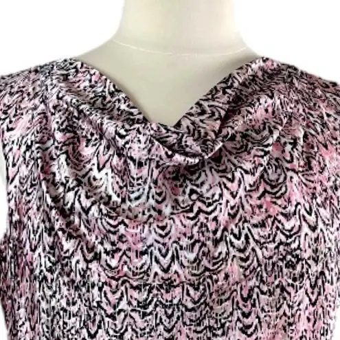 Dana Buchman Dress Drape Neck Sleeveless Blouson Pink Multi Women’s Size XL
