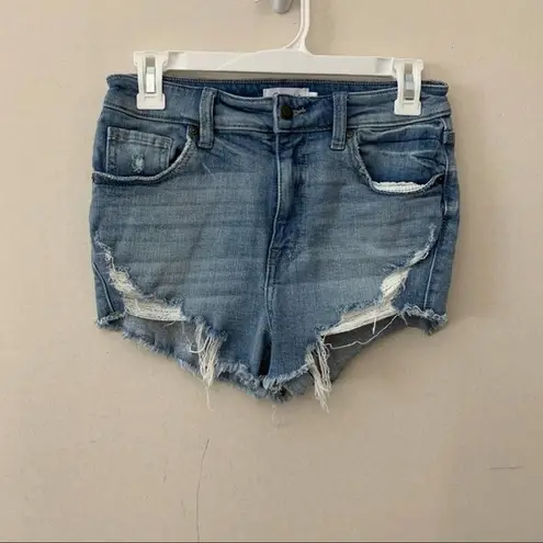 Oasis By Eunina Denim Distressed Cut Off High Waisted Shorts