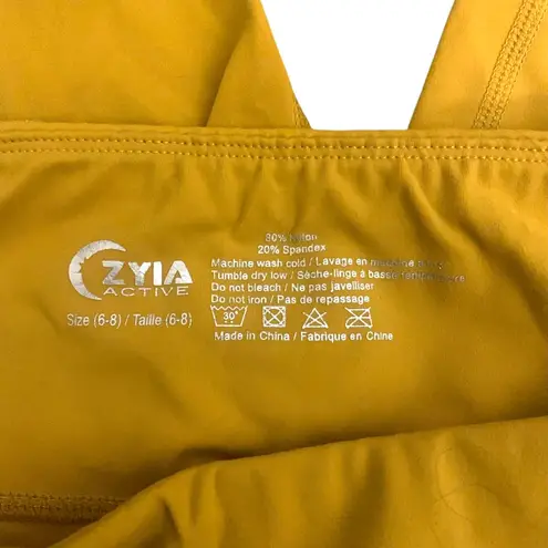 Zyia Active Mustard Yellow Mesh Panel Crop Leggings Size 6-8 Athleisure Yoga