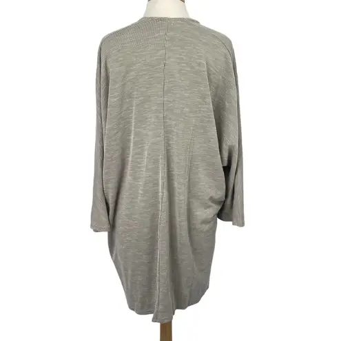 Anthropologie Donni Sandwash Cardigan Open Front Duster Ribbed Neutral Gray NEW One Size