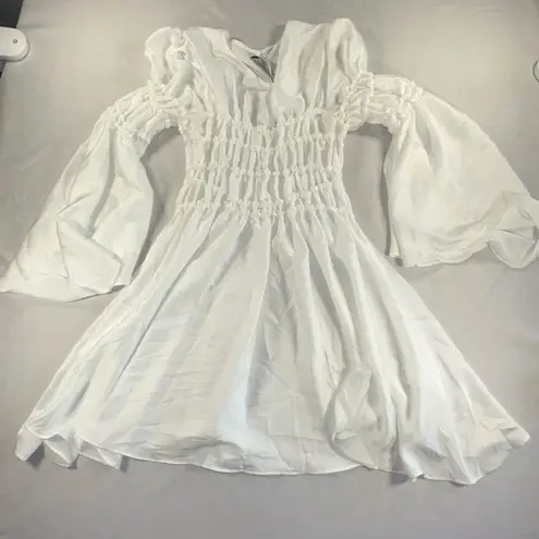Georgia Hardinge • White Astra Mini Dress Starlet Bodice Shirring Size Med 6