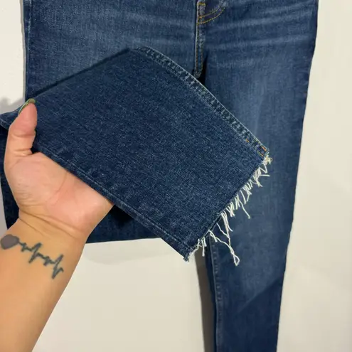 RE/DONE 90s High-Rise Ankle Crop Jeans In Royal Fade Button Fly Raw Hem Size 23