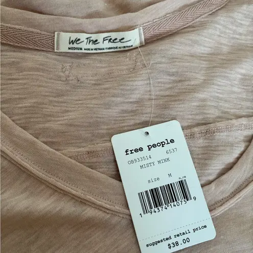 Free People NWT  Long Sleeve Pink Top Size Medium Oversized Casual Minimalist