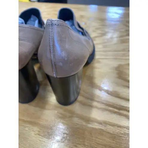 Paul Green Nina Loafers Women's 9.5 Brown Leather Slip On Low Top Block Heel S17