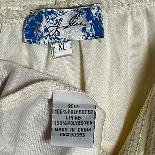 J. Gee Lace Skirt Crochet Overlay Elastic Waist Boho Midi Skirt Cream XL