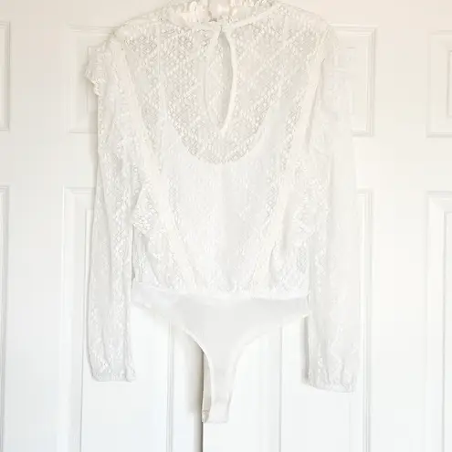 Free People Intimately  Goldie Lace Bodysuit Ivory White Lined Women's Sz  Small