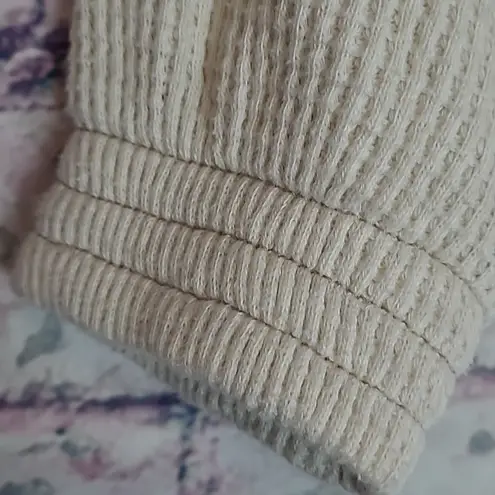 Aerie  WAFFLE KNIT QUARTER ZIP POCKET SWEATSHIRT CREAM LOUNGE COZY SMALL