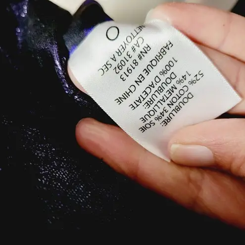 Tracy Reese NY purple metallic jacquard laquer cropped blazer size medium