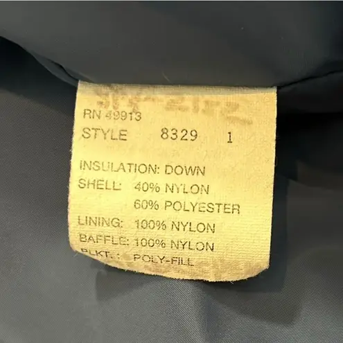 Bill Blass Vintage Womens Blue Gray Puffer Long Down Coat Collar Button Pockets