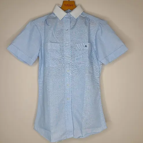 Vintage McDonald's Women's Uniform Button Down Shirt By Stan Herman 1983 Size 4 Blue
