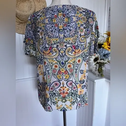 Rafaella Colorful Peasant Style Blouse