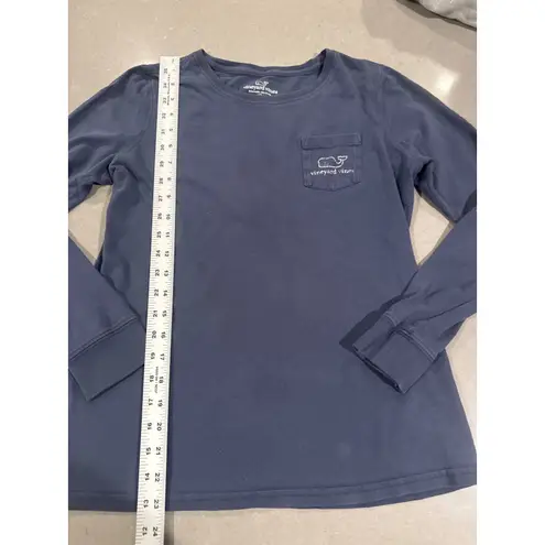 Vineyard Vines  Women's xs Long Sleeve Pocket T-Shirt Whale‎ Logo Blue