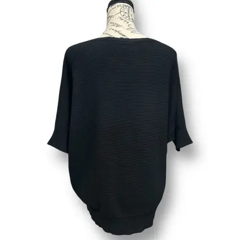Vila Milano NWT XL Black Ribbed Knit Top Relaxed Minimalist Neutral Office Comfy