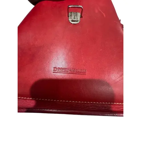 Dooney & Bourke  Made in Italy Red Leather Messenger Crossbody Bag Vintage