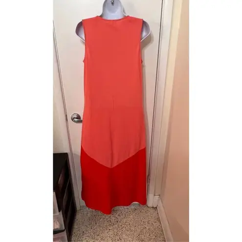 Natori  Women's V Neck Sleeveless Colorblock Maxi Dress Peach Orange Size Small