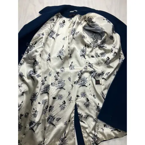 VIA SPIGA Women Double Breasted Wool Blend Navy Blue Long Coat Size 12