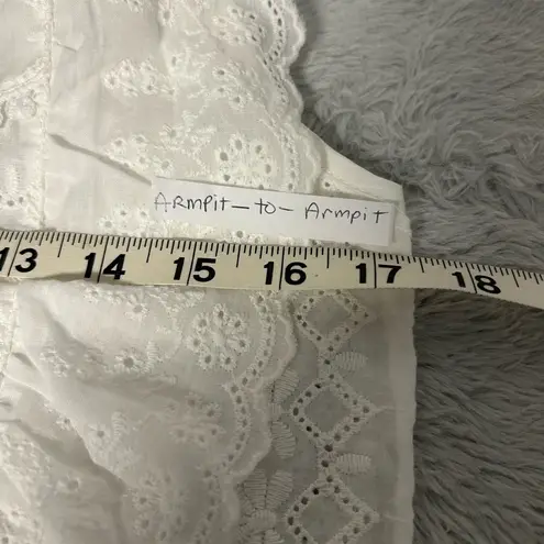 White Eyelet Lace Ruffle Babydoll Top Size M