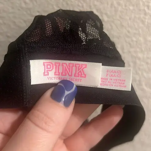 ✨PINK Victoria's Secret Black Unlined Date Floral Lace Halter Sz S Bralette✨