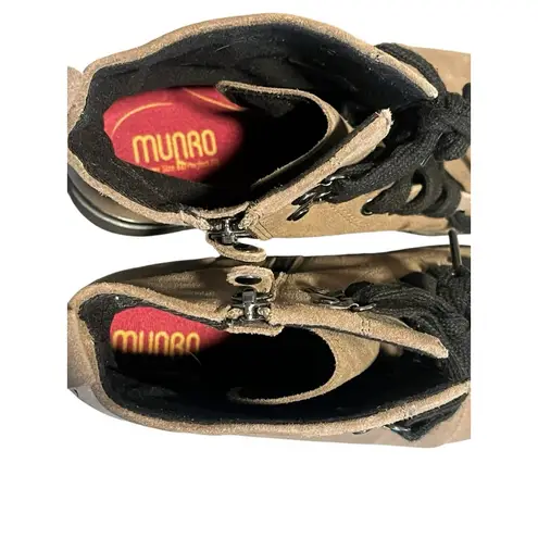 Munro Ankle Boots Booties Womens Size 8.5M Lace Up Beige Suede Zip Sides NWT