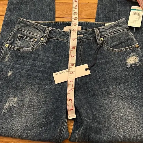 Habitual NWT Balsam Dark Rinse Vale Slant Fray Cuff Slim Boyfriend Cut Jeans 24”