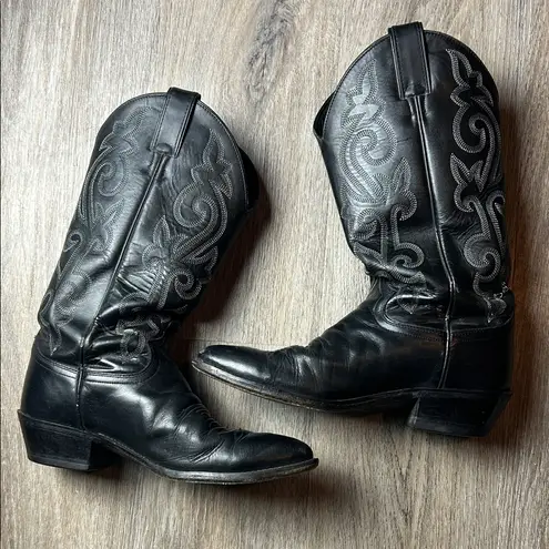 Justin Boots Justin 1409 Buck Boots – Men’s 8D / Women’s 9.5–10 – Black Leather Western Heat