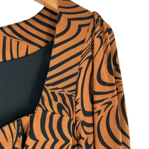 Kookai Brown and Black Tiger Stripe Satin Bustier Top Size 38/XS Blouse