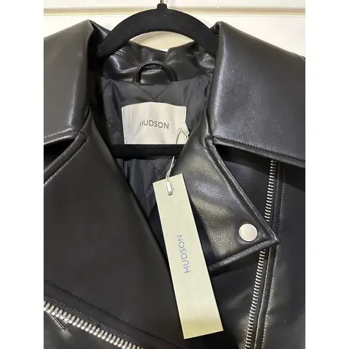 Hudson Faux Leather Black Jacket Small NWT Sample Piece Biker Jacket Moto Detail