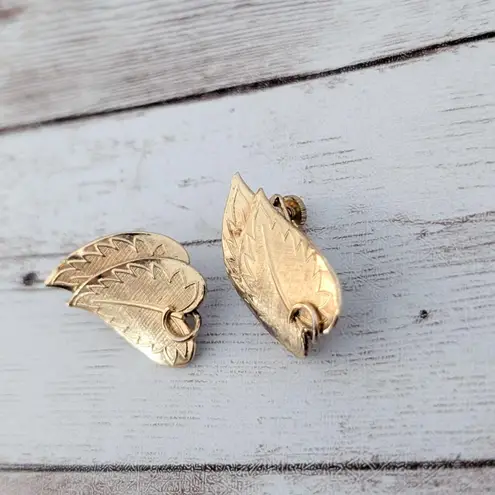 Vintage Clip On Earrings Leaf Duo