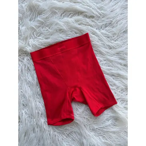 SKIMS Cotton Rib Boxer Cranberry XXS