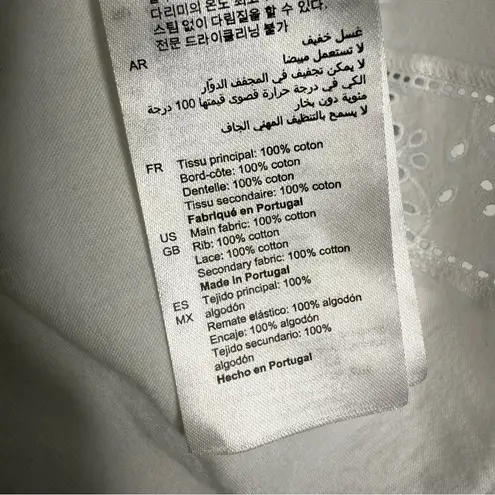 Sandro Paris White Eyelet Sleeve Women's Top Short Sleeve Size 10