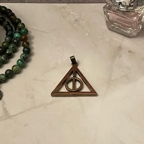 Harry Potter Deathly Hallows Spinning Pendant Bronze Toned Brown