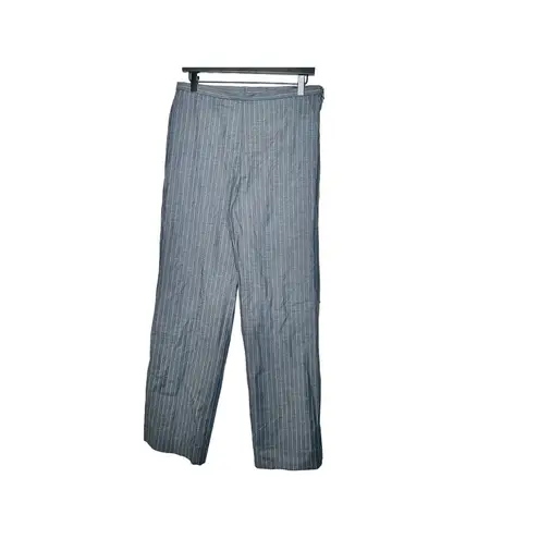 Ganni Gray Stripe Cotton Pinstripe Wide Leg Pants Size 38