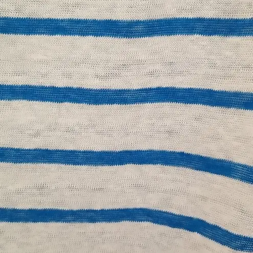 Michael Stars 💕💕 Blue Striped V-neck Tee 100% Linen Small S NWOT