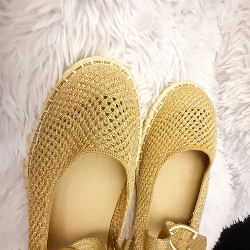 Rothy's | The Espadrille Mary Jane Top Ankle Strap Metallic Golden Sun | 10.5